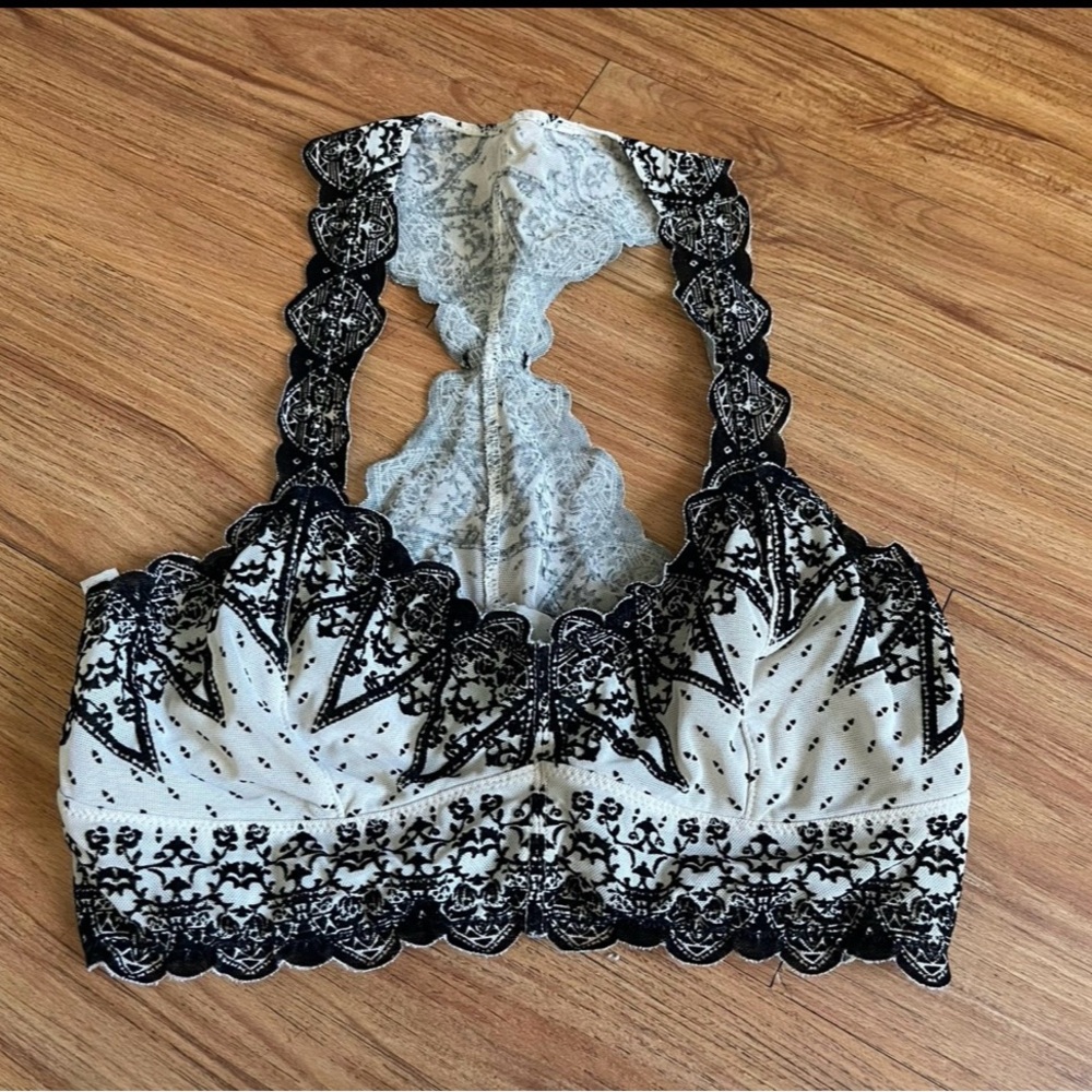 Free People Black and White Lace Bandeau